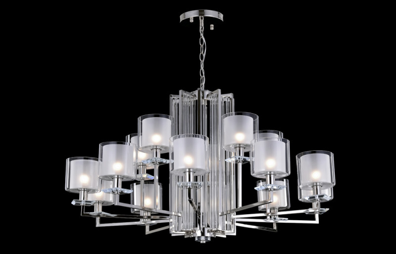 Подвесная люстра Crystal Lux NICOLAS SP-PL10+5 NICKEL/WHITE