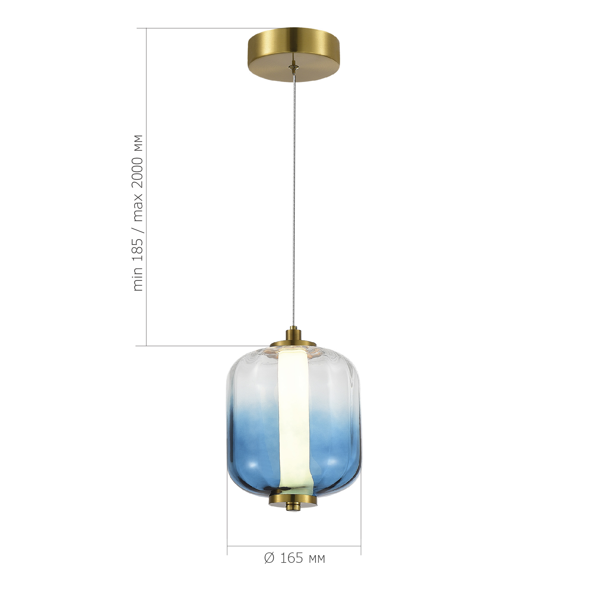 SL1193.323.01 Подвес ST-Luce Латунь/Голубой LED 1*10,8W 3000K SUMMER