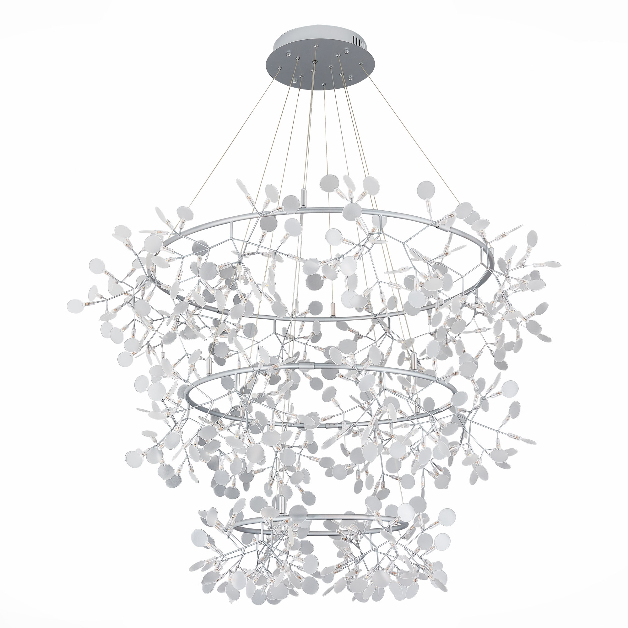 SL379.103.486 Люстра подвесная ST-Luce Серебристый/Белый LED 486*0,5W 3500K RAFINA