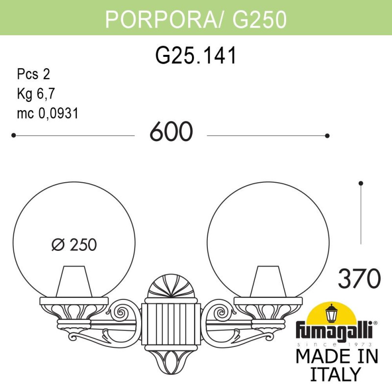 Светильник настенный Fumagalli G25.141.000.VXF1R