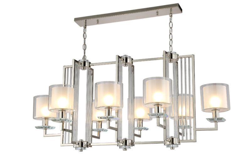 Подвесная люстра Crystal Lux NICOLAS SP8 L1000 NICKEL/WHITE