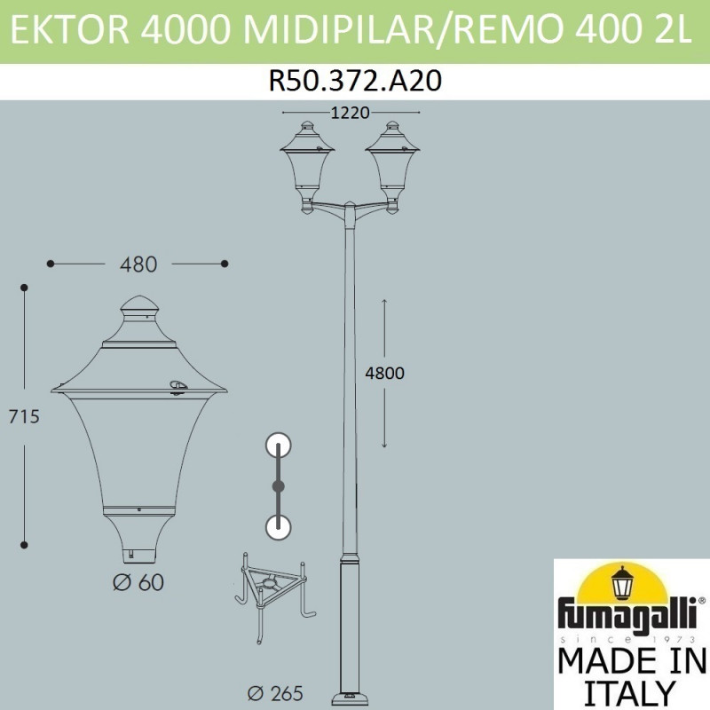 Садово-парковый светильник Fumagalli R50.372.A20.LXE27