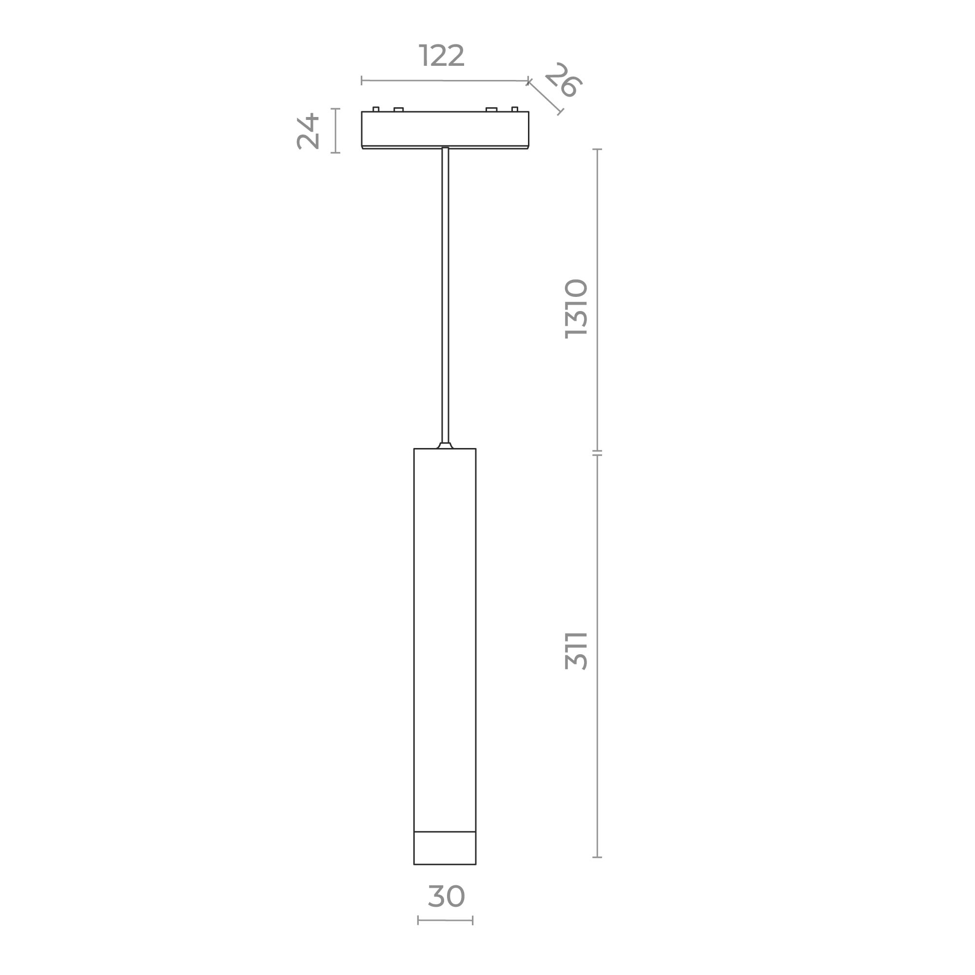 ST680.533.07 Магнитный трековый светильник Белый LED 1*7W 3000K 430Lm Ra>90 36° IP20 D30xH300 48V SKYFLAT