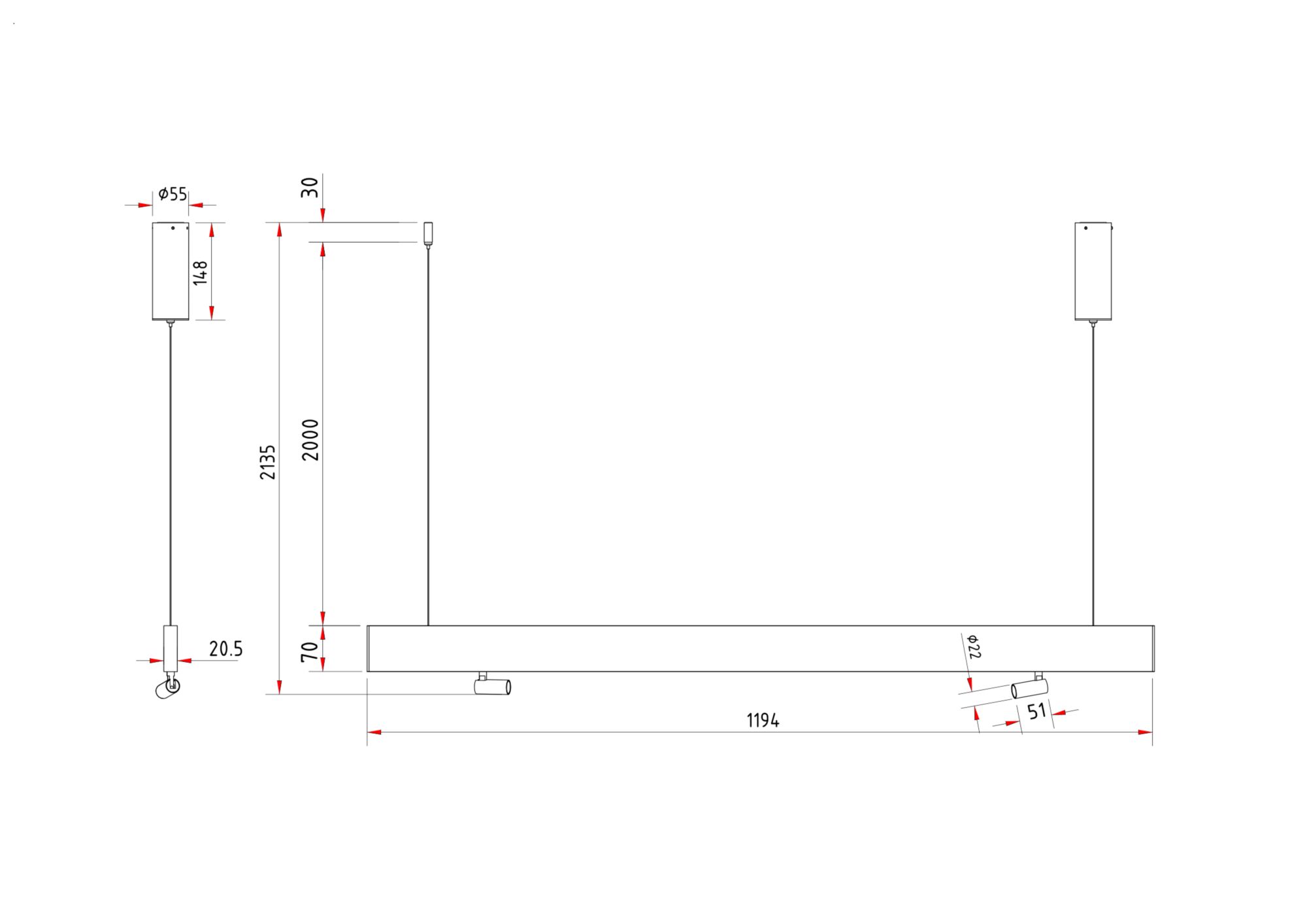 Подвесной светильник Technical P068PL-L27W4K