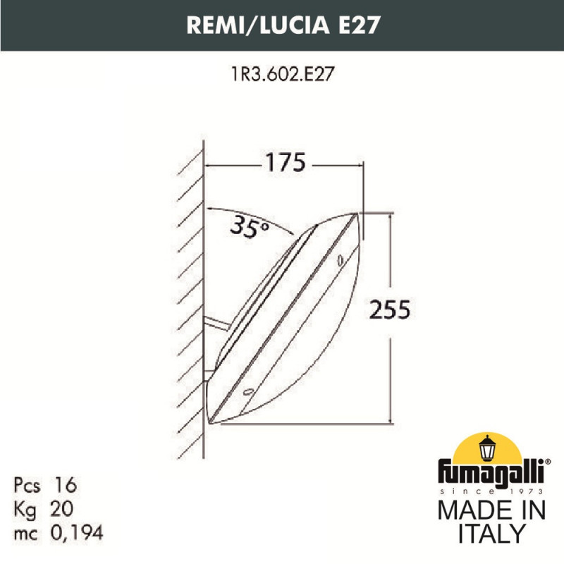 Светильник настенный Fumagalli 1R3.602.000.WYE27