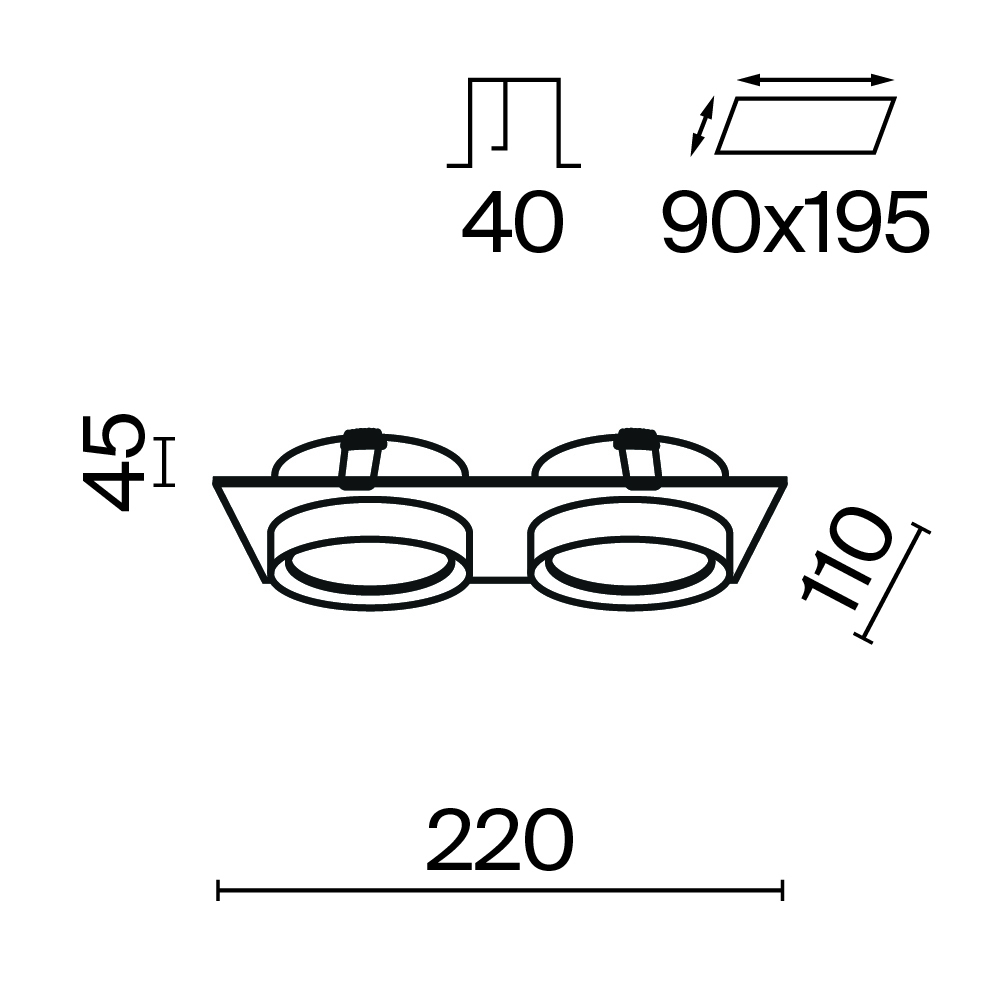 Встраиваемый светильник Technical DL086-02-GX53-SQ-W