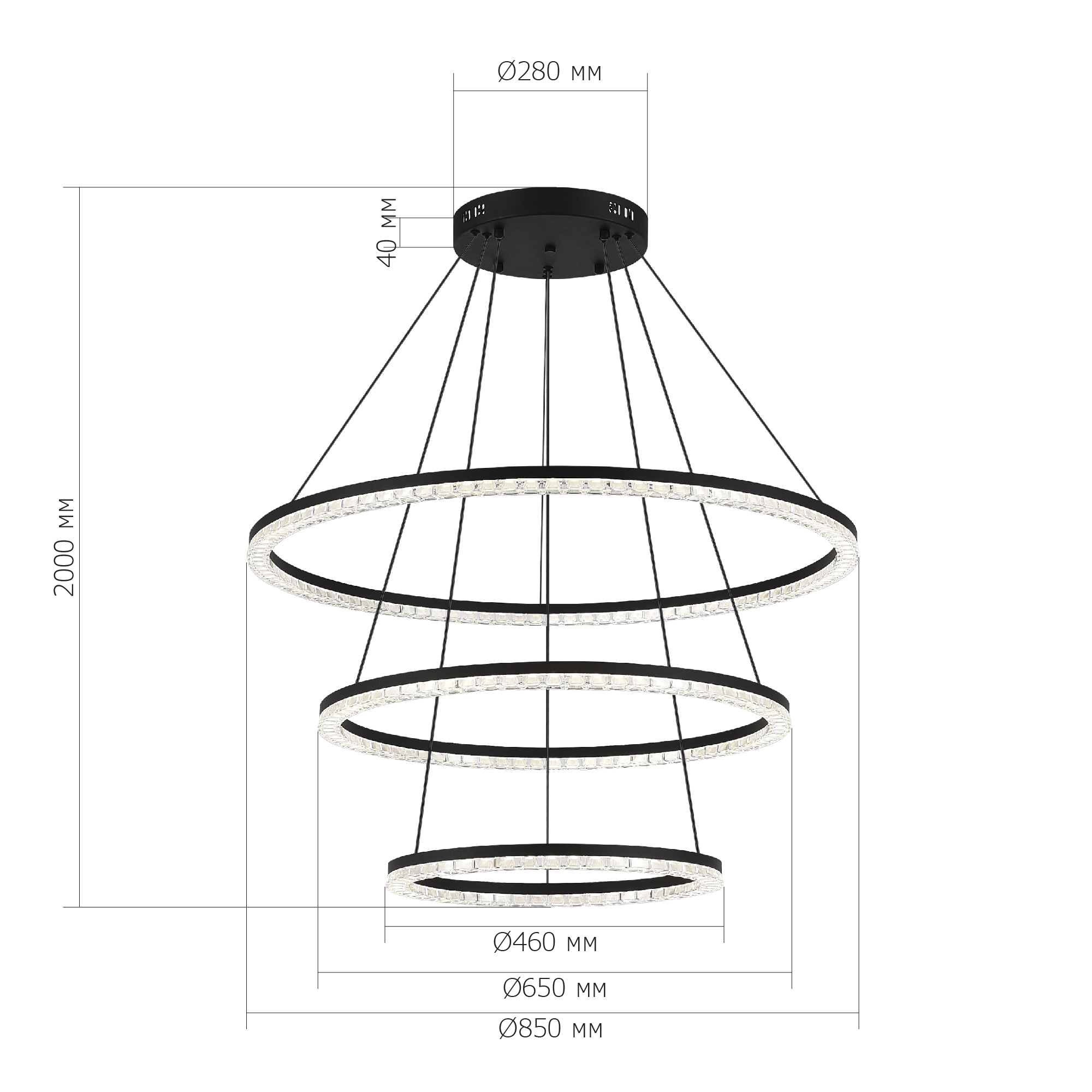 SL1018.403.03 Светильник подвесной ST-Luce черный/прозрачный LED 1*130W 4000K EUCLIDICS