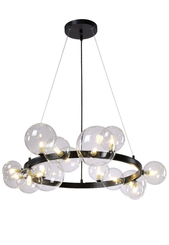 Подвесная люстра Crystal Lux AGATA SP15 V2 BLACK/TRANSPARENTE