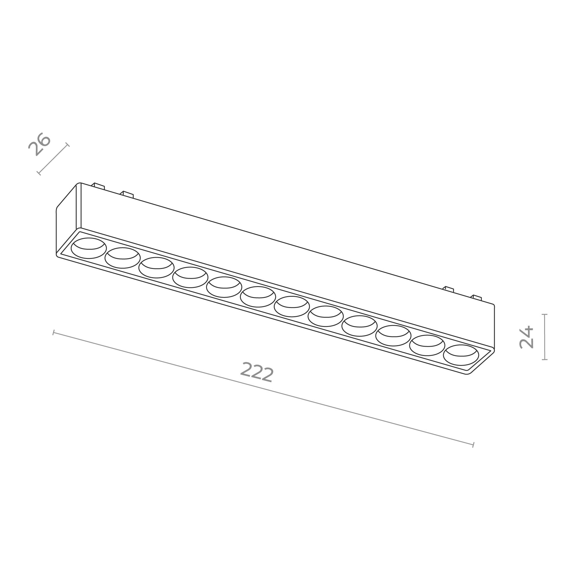 ST673.436.12 Магнитный трековый светильник Черный LED 1*12W 3000K 710Lm Ra>90 36° IP20 L230xW26xH24 SKYFLAT