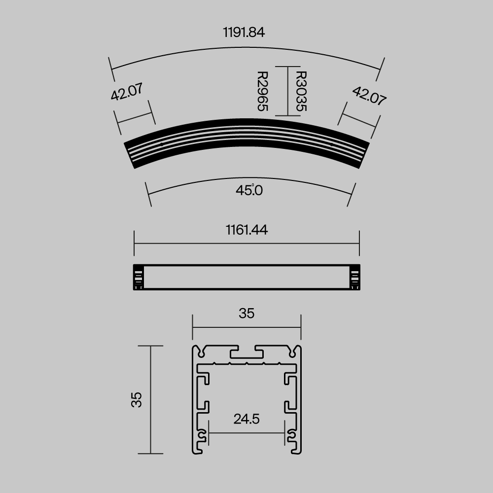 Профиль Led Strip ALM-3535R-B-D-45°-3M