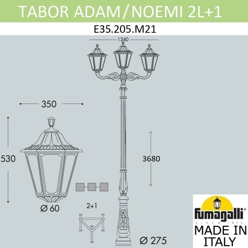 Садово-парковый светильник Fumagalli E35.205.M21.AYH27