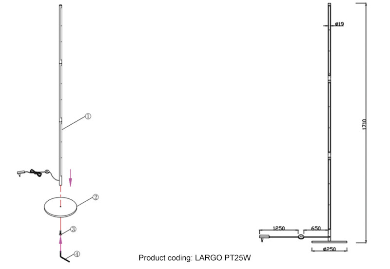 Торшер Crystal Lux LARGO PT25W GOLD