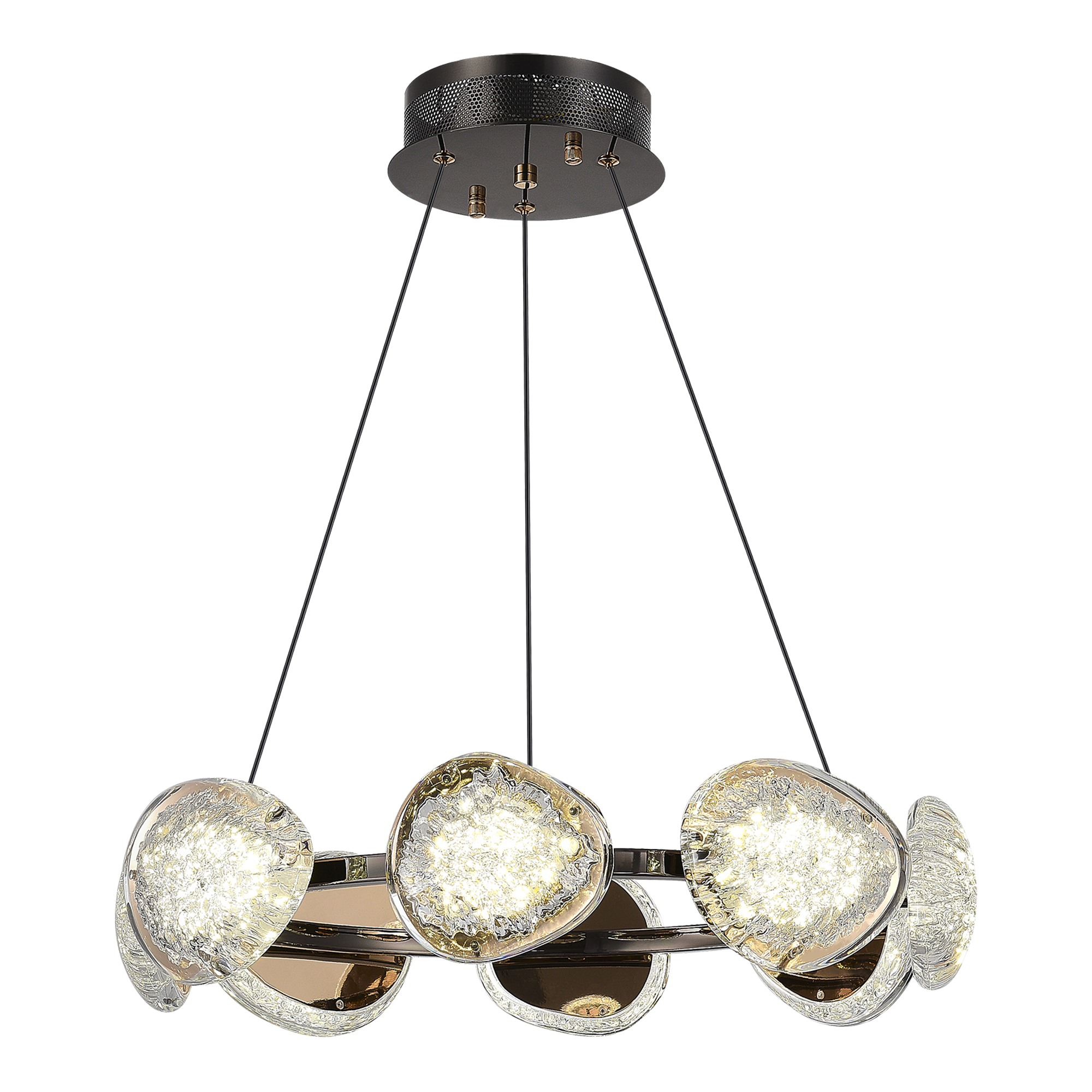 SL6018.203.64 Светильник подвесной ST-Luce черный/ золотистый / прозрачный LED 1*64W 4000K ENIGMA