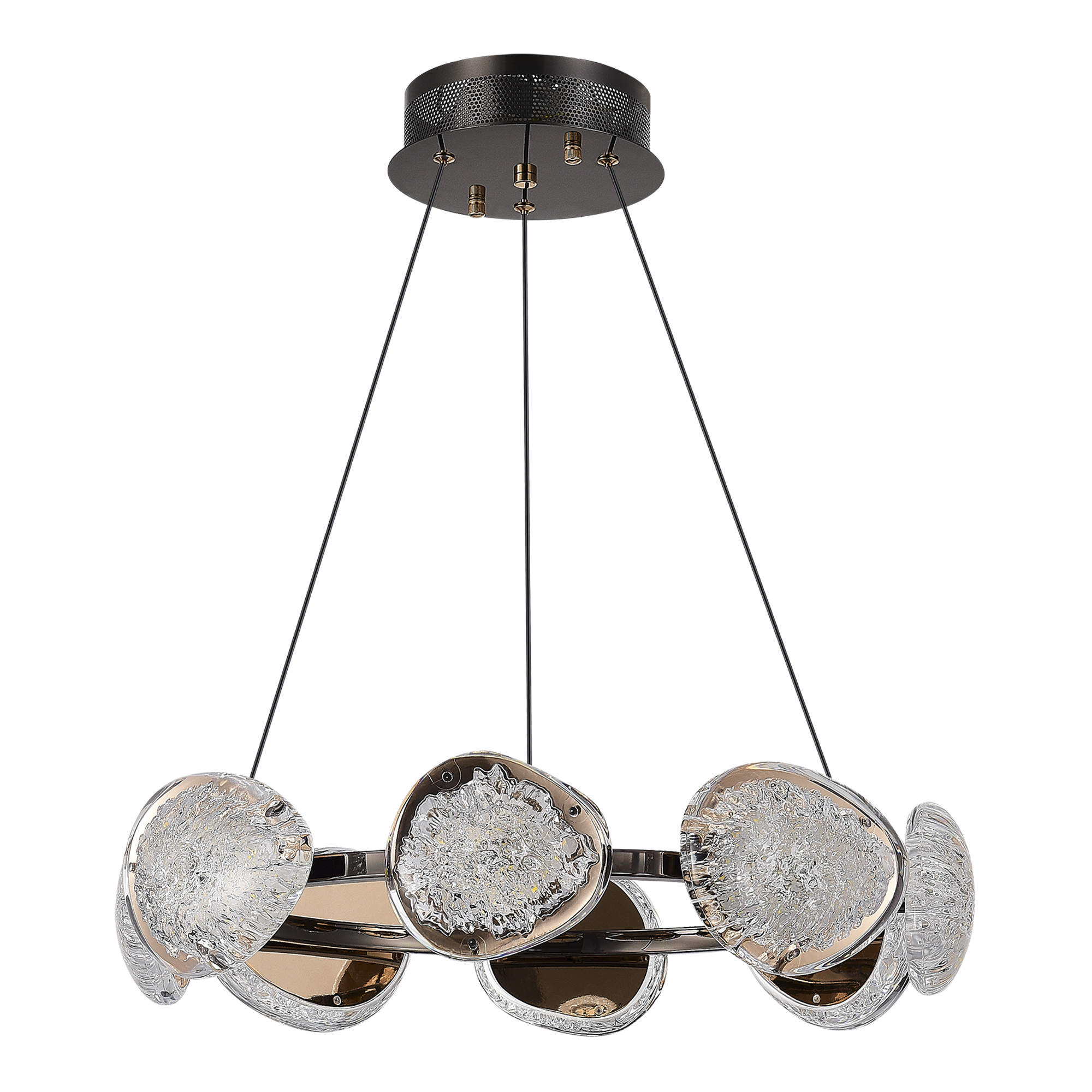 SL6018.203.64 Светильник подвесной ST-Luce черный/ золотистый / прозрачный LED 1*64W 4000K ENIGMA