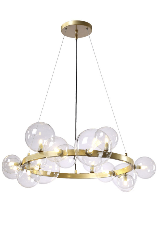 Подвесная люстра Crystal Lux AGATA SP15 V2 GOLD/TRANSPARENTE