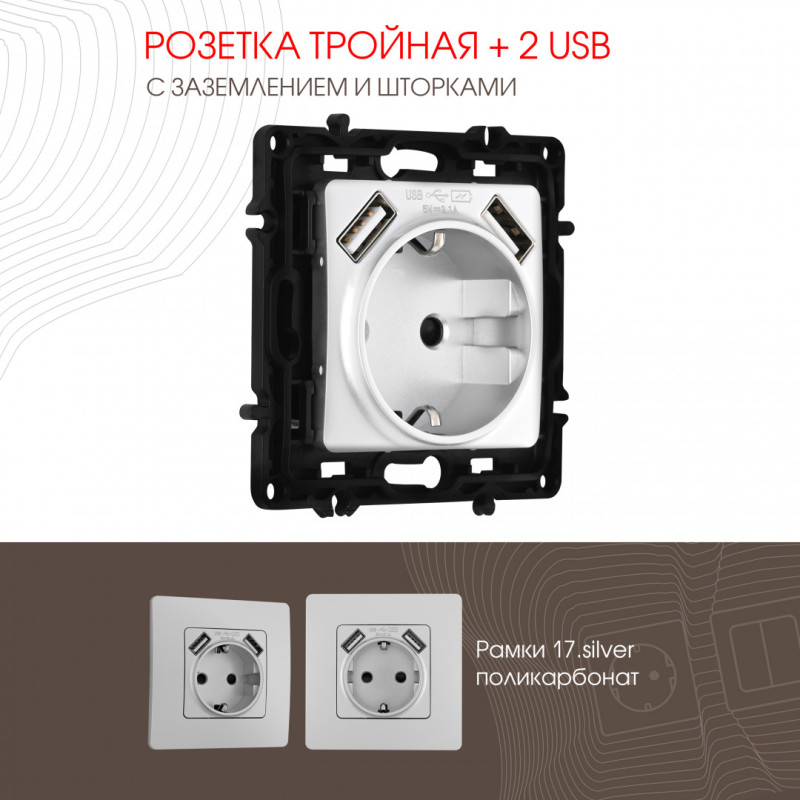 Розетка Arte Milano 217.47-1.silver