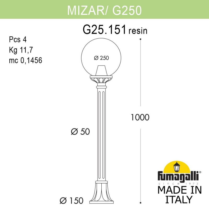 Садово-парковый светильник Fumagalli G25.151.000.BYF1R