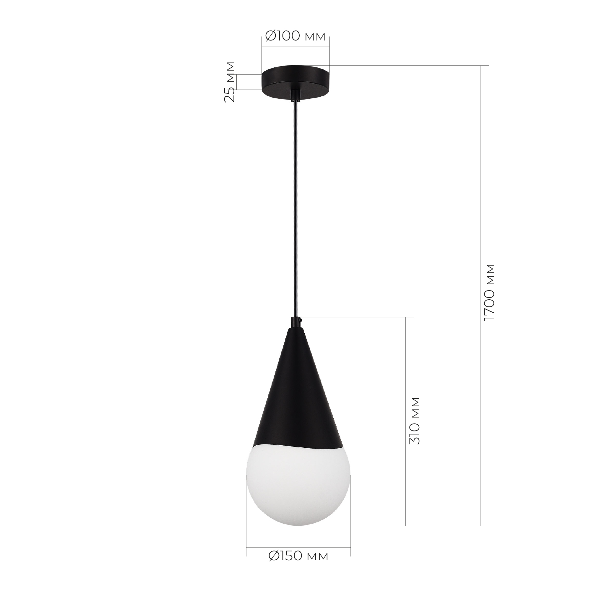 SLE1197-403-01 Светильник подвесной Черный/Белый E27 1*40W FIORI