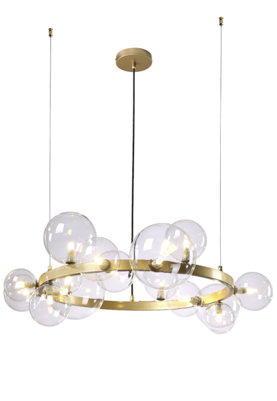 Подвесная люстра Crystal Lux AGATA SP15 V2 GOLD/TRANSPARENTE