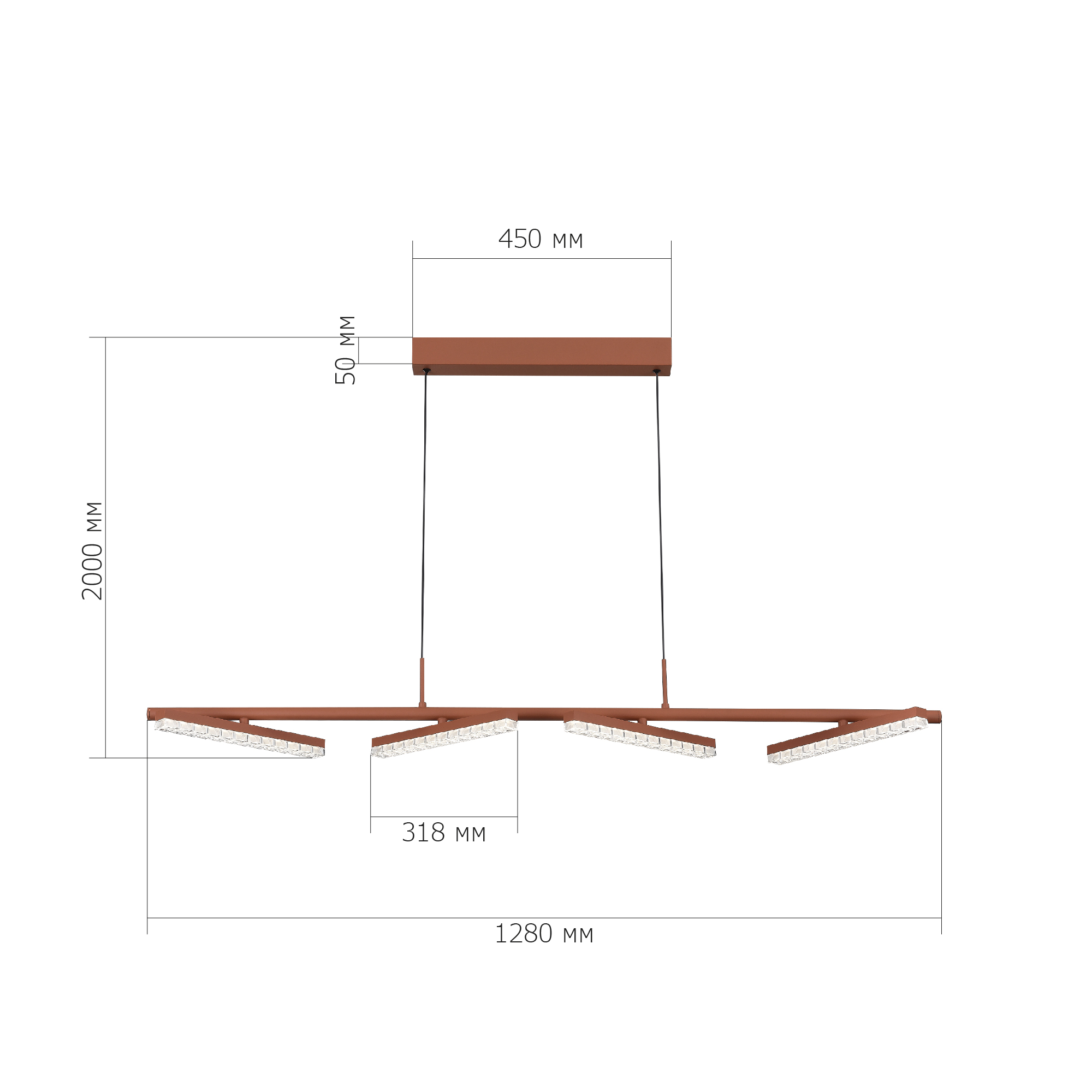 SL1018.603.04 Светильник подвесной ST-Luce терракотовый/прозрачный LED 1*32W 4000K EUCLIDICS