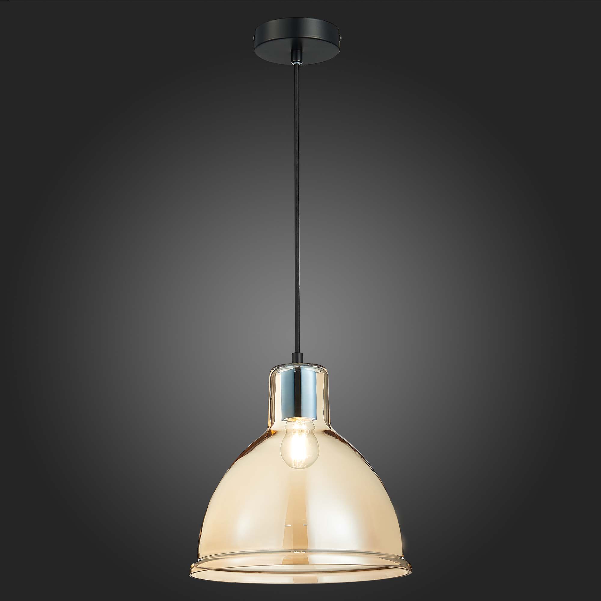 SLE114723-01 Подвес Черный/Янтарный E27 1*60W BACCHI