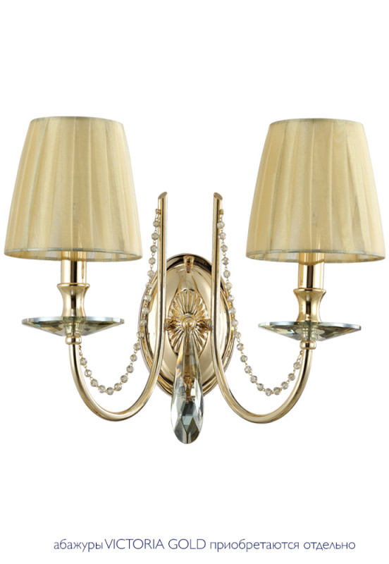 Бра Crystal Lux VICTORIA AP2 GOLD/AMBER