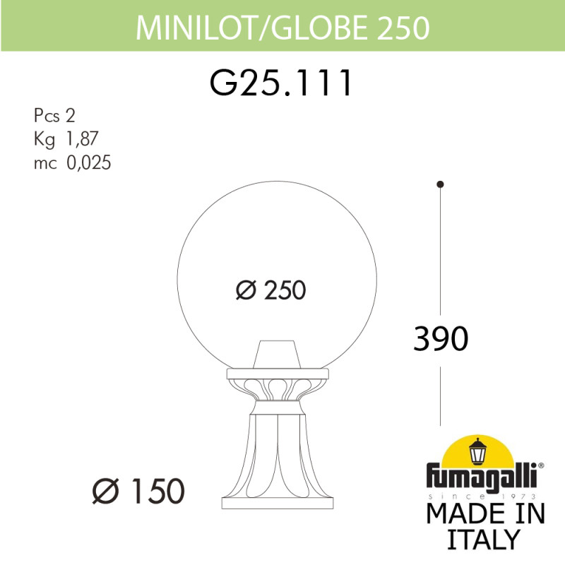Садово-парковый светильник Fumagalli G25.111.000.VYF1R