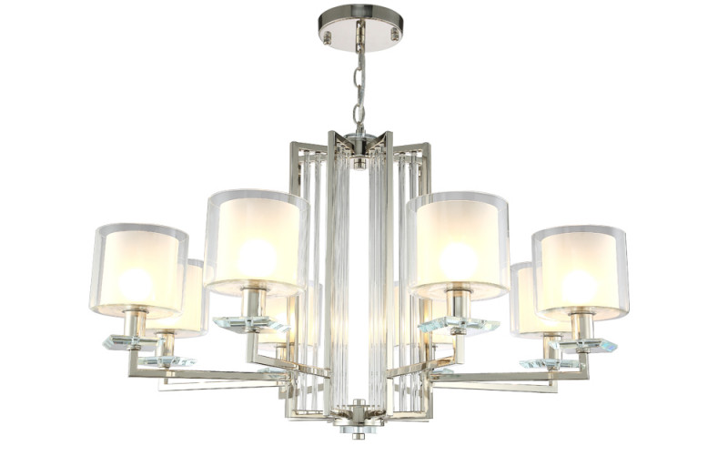 Подвесная люстра Crystal Lux NICOLAS SP-PL8 NICKEL/WHITE