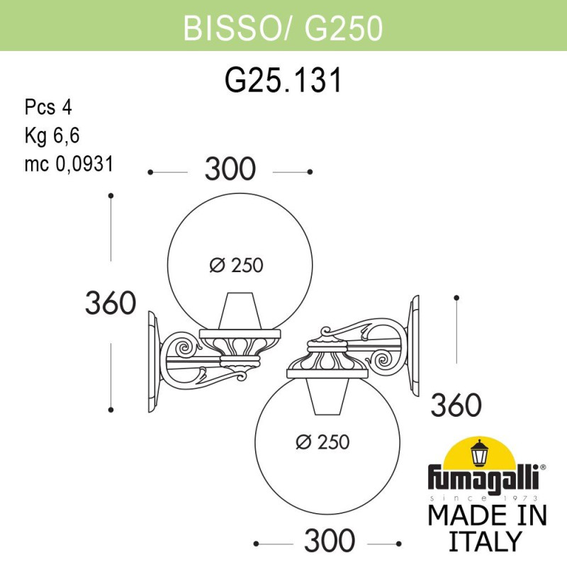 Светильник настенный Fumagalli G25.131.000.VZF1R