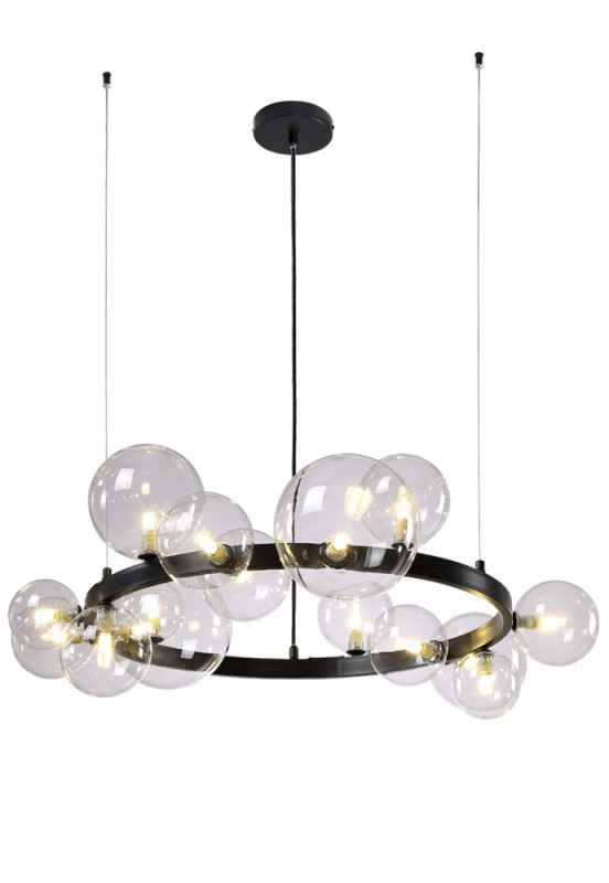 Подвесная люстра Crystal Lux AGATA SP15 V2 BLACK/TRANSPARENTE