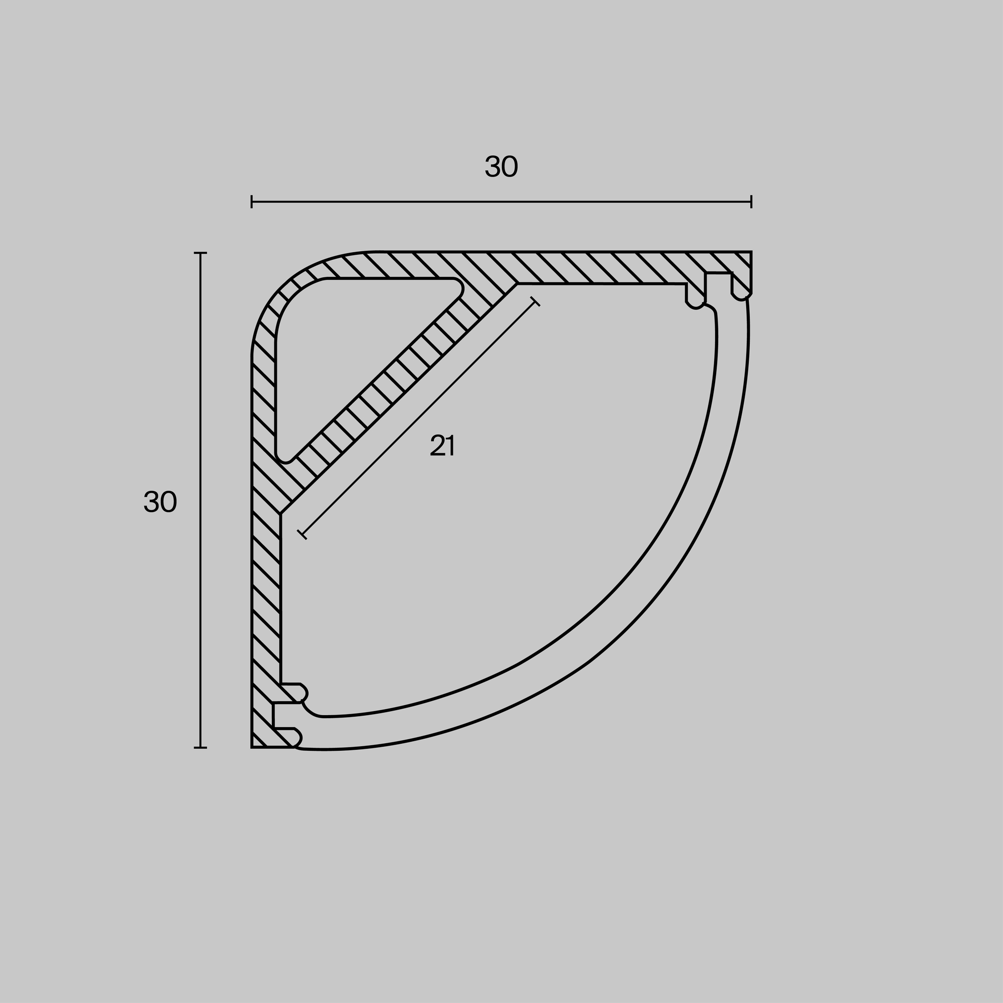 Профиль Led Strip ALM-3030B-S-2M