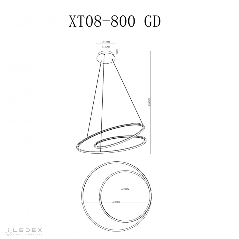 Подвесная люстра iLedex XT08-D800 GD