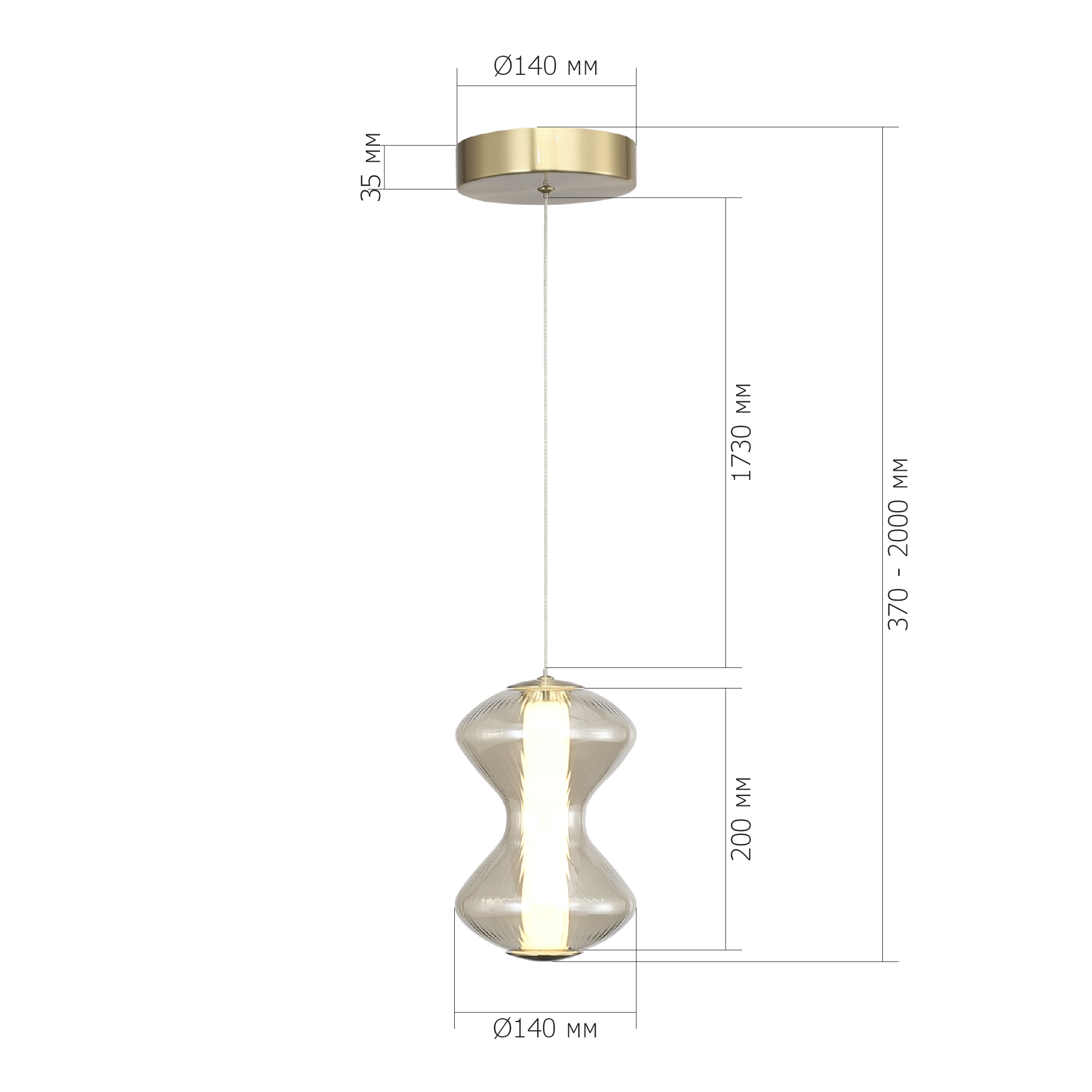 SL6136.203.01 Светильник подвесной ST-Luce золото/коньячный LED 1*6W 3000K SPINE