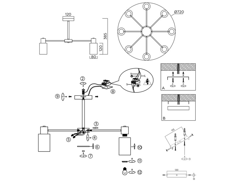 Люстра на штанге Ambrella Light TR9584