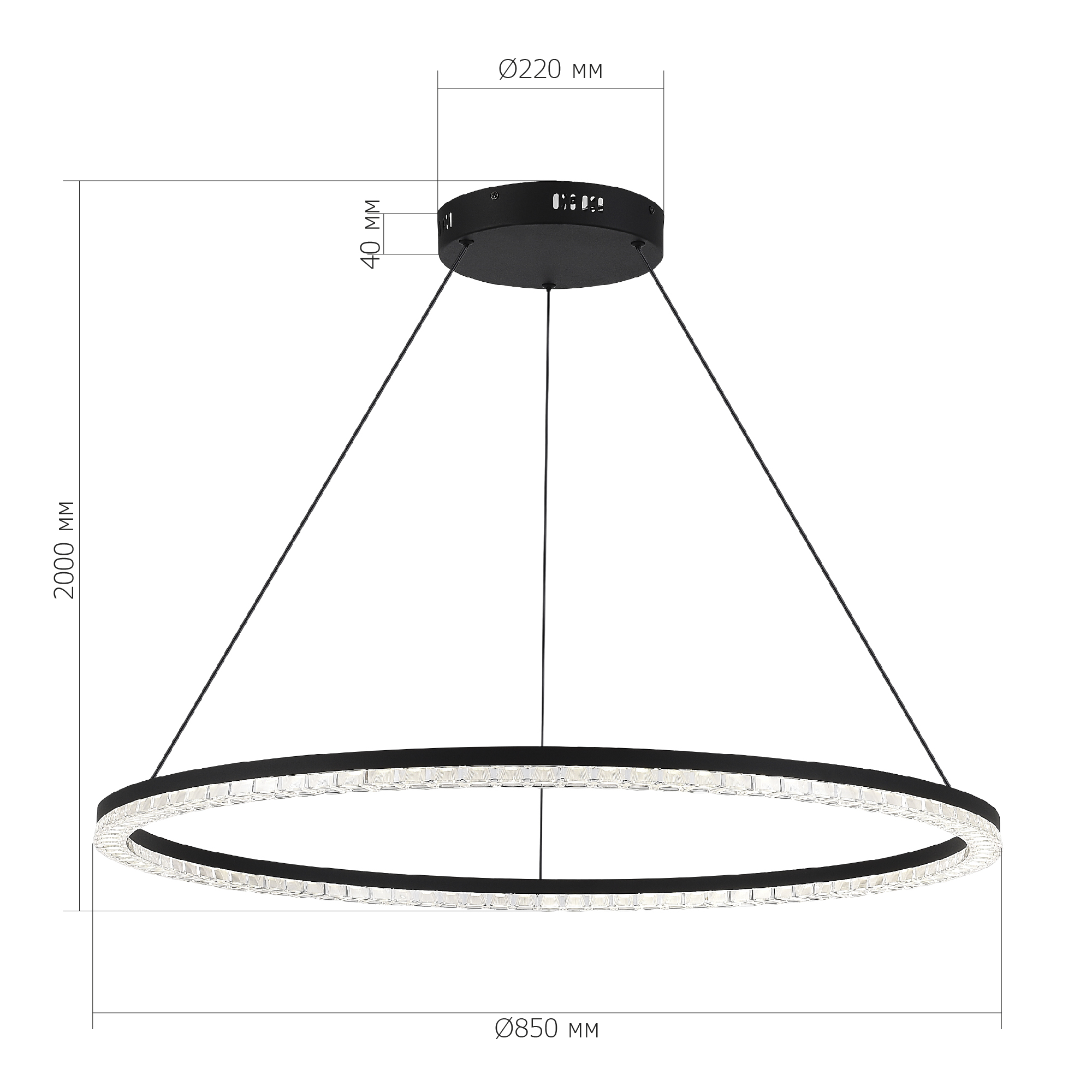SL1018.413.01 Светильник подвесной ST-Luce черный/прозрачный LED 1*54W 4000K EUCLIDICS