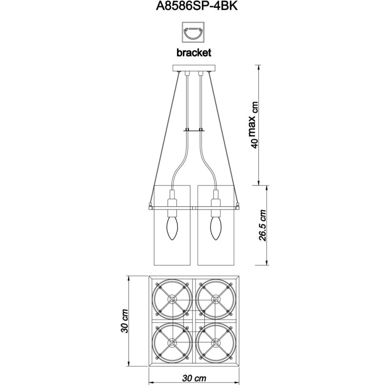 Подвесная люстра ARTE Lamp A8586SP-4BK