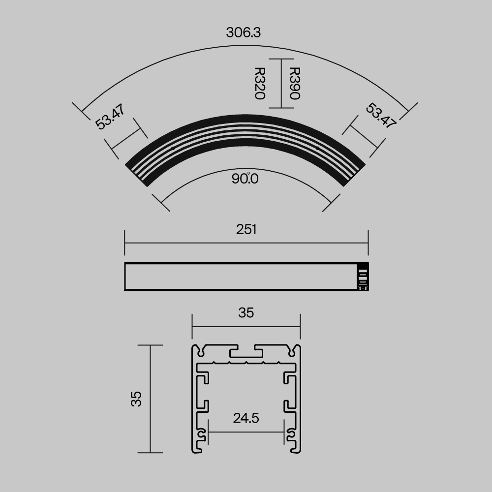 Профиль Led Strip ALM-3535R-B-D-90°-0.3M
