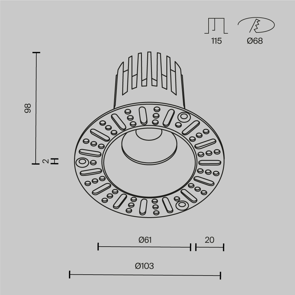 Встраиваемый светильник Technical DL121-15W-2.7K-TRS-W