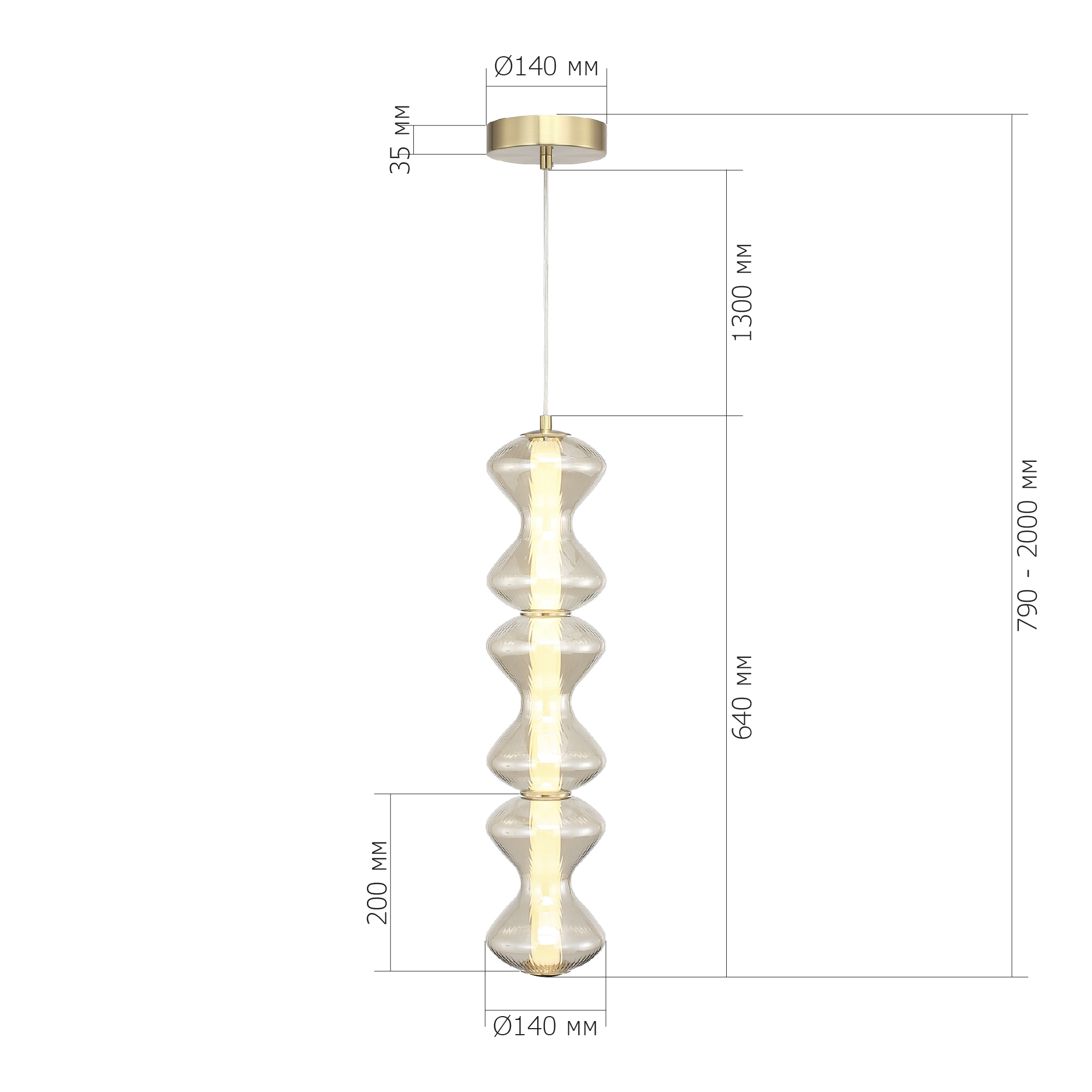 SL6136.213.01 Светильник подвесной ST-Luce золото/коньячный LED 1*18W 3000K SPINE
