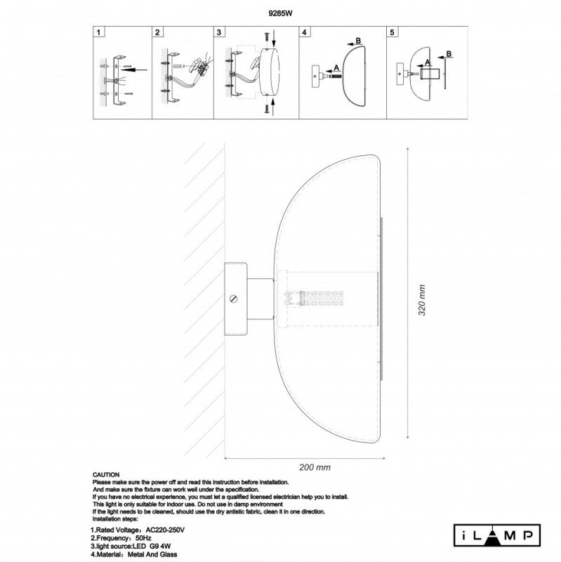 Бра iLamp 9285W GL SM