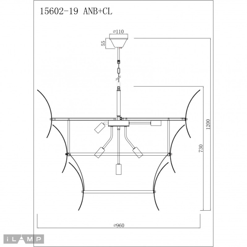 Подвесная люстра iLamp 15602-19 ANB+CL