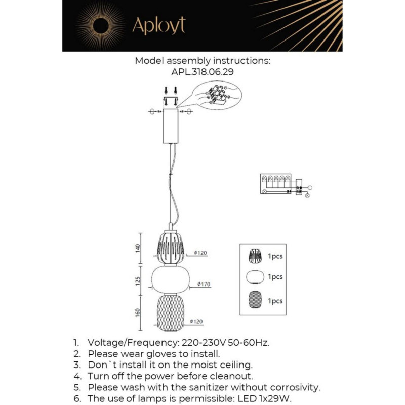 Подвесной светильник APLOYT APL.318.06.29