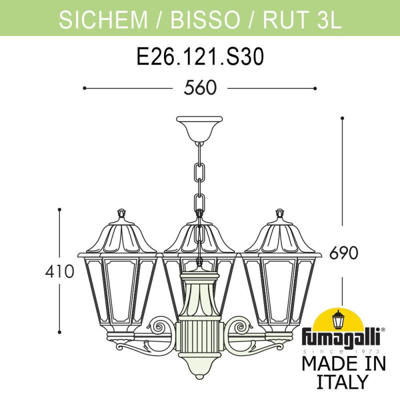 Подвесной уличный светильник Fumagalli E26.120.S30.WYF1R