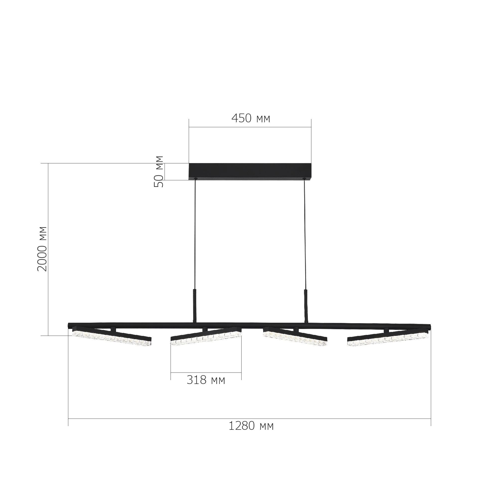 SL1018.403.04 Светильник подвесной ST-Luce черный/прозрачный LED 1*32W 4000K EUCLIDICS