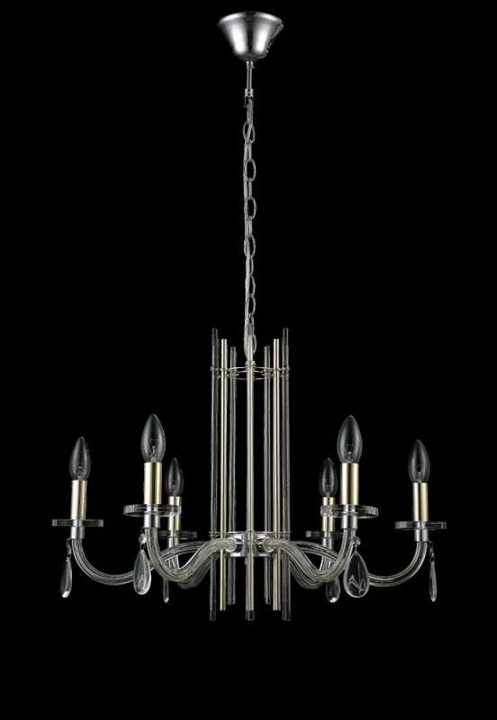 Подвесная люстра Crystal Lux AURELIO SP6 GOLD+CHROME/TRANSPARENT
