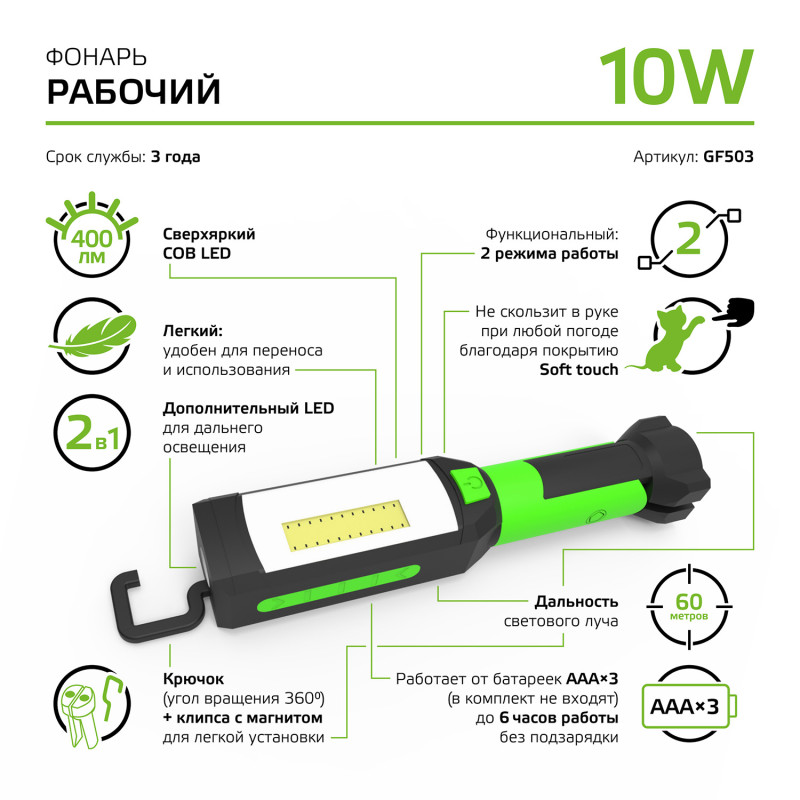Фонарь Gauss GF503