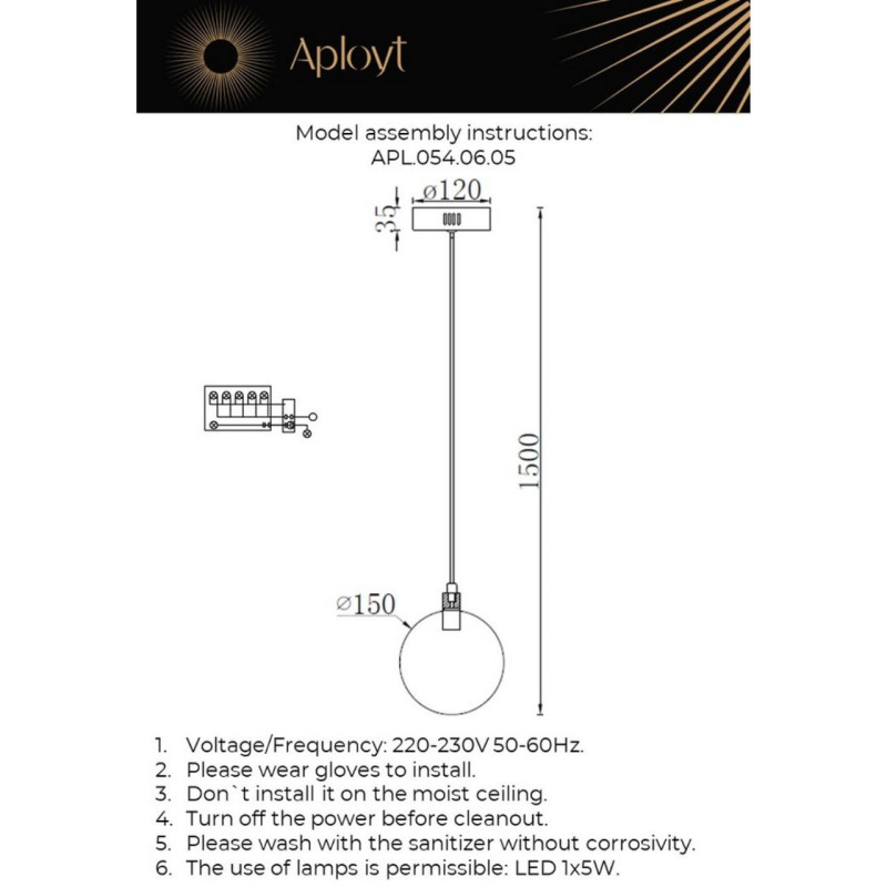 Подвесной светильник APLOYT APL.054.06.05
