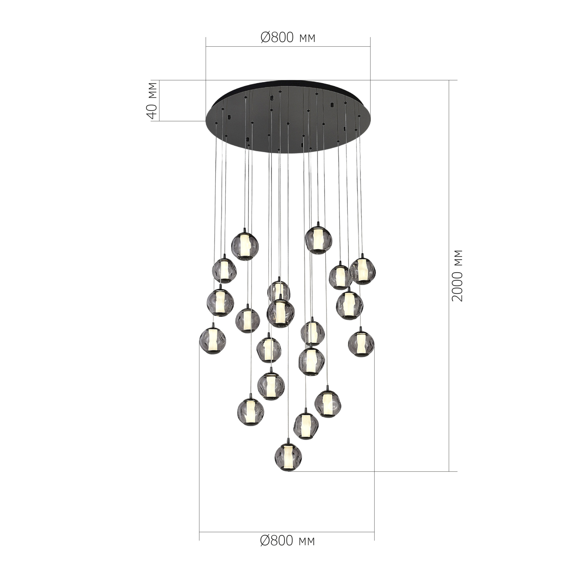 SL6520.403.20 Светильник подвесной ST-Luce черный жемчуг/прозрачно-дымчатый LED 1*100W 4000K HELMI