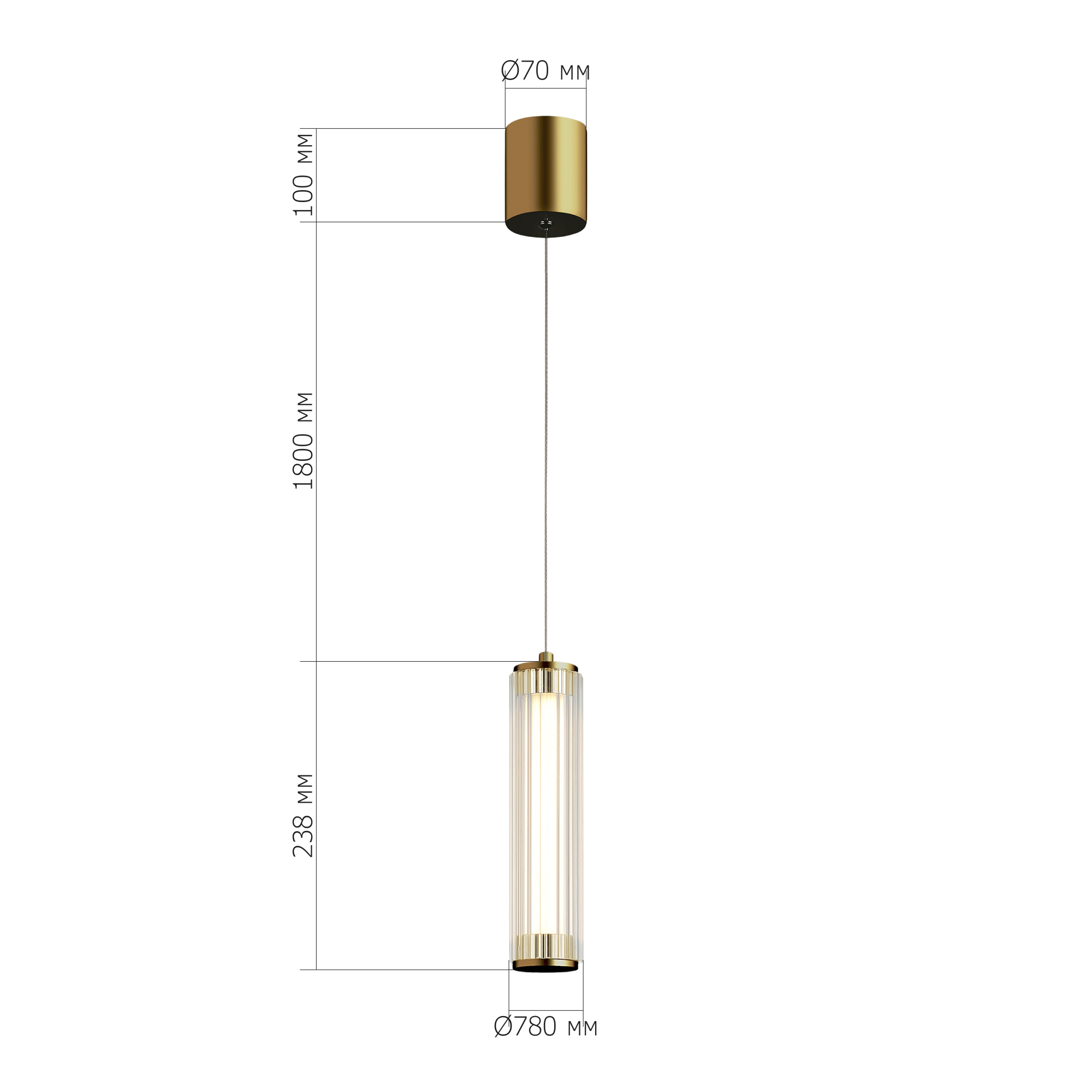 SL6224.303.01 Светильник подвесной ST-Luce Латунь/Прозрачный LED 1*8W 4000K BAMBOO